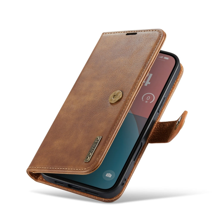 For iPhone 16 DG.MING Crazy Horse Texture Detachable Magnetic Leather Phone Case(Brown)