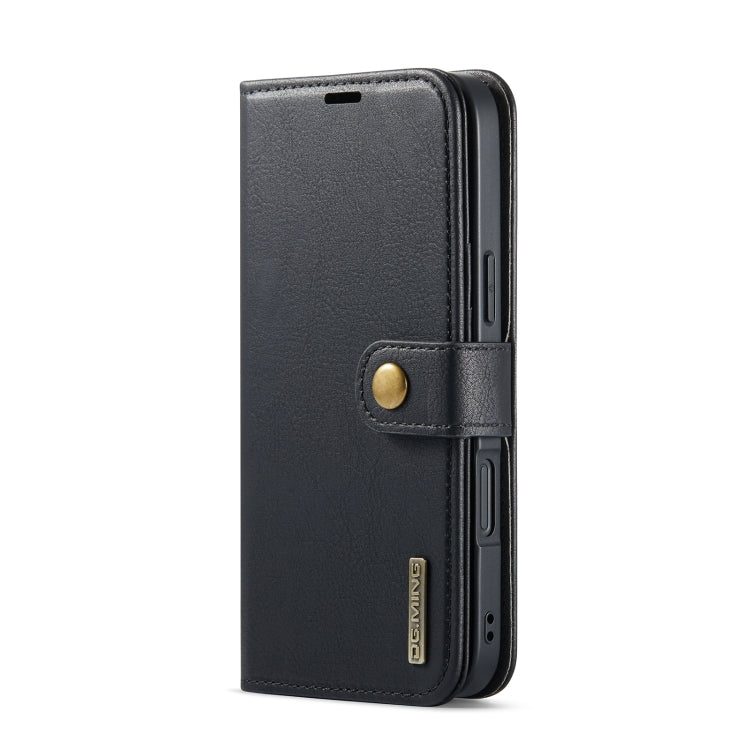 For iPhone 16 DG.MING Crazy Horse Texture Detachable Magnetic Leather Phone Case(Black)