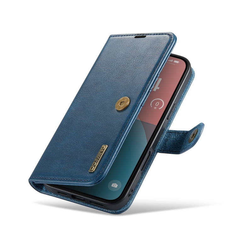 For iPhone 16 DG.MING Crazy Horse Texture Detachable Magnetic Leather Phone Case(Blue)