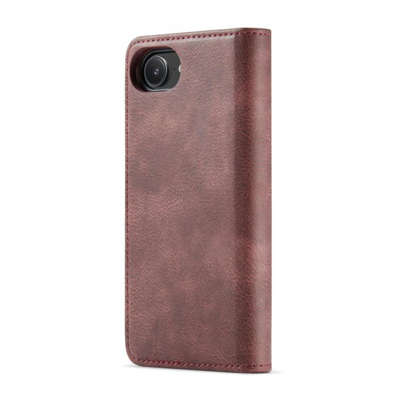 For iPhone 16e DG.MING Crazy Horse Texture Detachable Magnetic Leather Phone Case(Red)