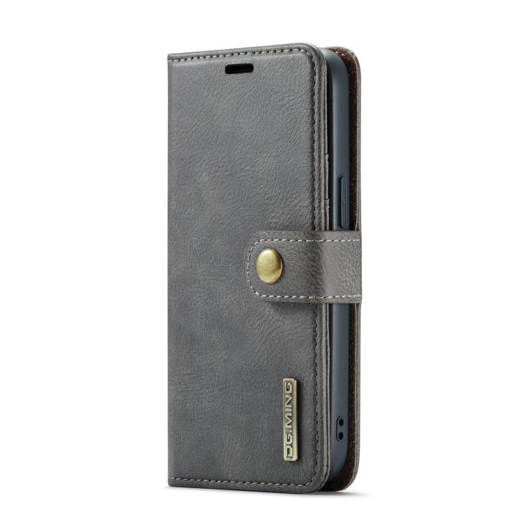 For iPhone 16e DG.MING Crazy Horse Texture Detachable Magnetic Leather Phone Case(Grey)