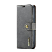 For iPhone 16e DG.MING Crazy Horse Texture Detachable Magnetic Leather Phone Case(Grey)