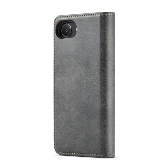For iPhone 16e DG.MING Crazy Horse Texture Detachable Magnetic Leather Phone Case(Grey)