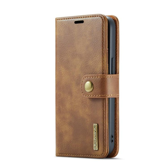 For iPhone 16e DG.MING Crazy Horse Texture Detachable Magnetic Leather Phone Case(Brown)
