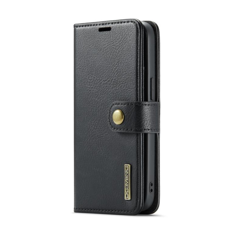 For iPhone 16e DG.MING Crazy Horse Texture Detachable Magnetic Leather Phone Case(Black)