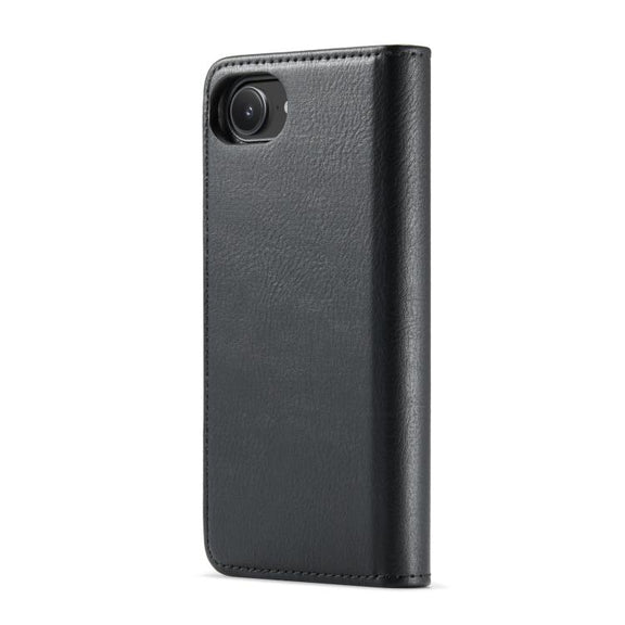 For iPhone 16e DG.MING Crazy Horse Texture Detachable Magnetic Leather Phone Case(Black)