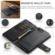 For iPhone 16e DG.MING Crazy Horse Texture Detachable Magnetic Leather Phone Case(Black)