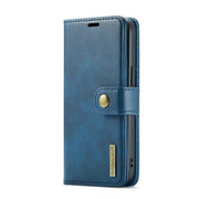 For iPhone 16e DG.MING Crazy Horse Texture Detachable Magnetic Leather Phone Case(Blue)