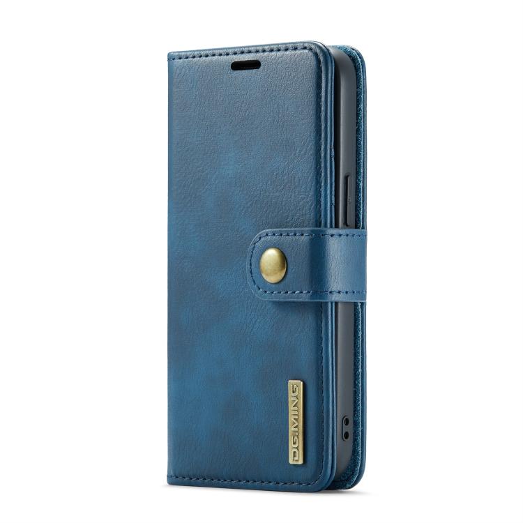For iPhone 16e DG.MING Crazy Horse Texture Detachable Magnetic Leather Phone Case(Blue)
