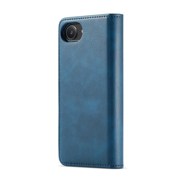 For iPhone 16e DG.MING Crazy Horse Texture Detachable Magnetic Leather Phone Case(Blue)