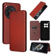 For OnePlus 12 Carbon Fiber Texture Flip Leather Phone Case(Brown) - OnePlus Cases by PMC TechLife | Online Shopping South Africa | PMC TechLife | Buy Now Pay Later Mobicred