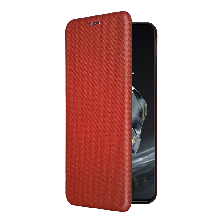 For OnePlus 12 Carbon Fiber Texture Flip Leather Phone Case(Brown)