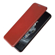 For OnePlus 12 Carbon Fiber Texture Flip Leather Phone Case(Brown)