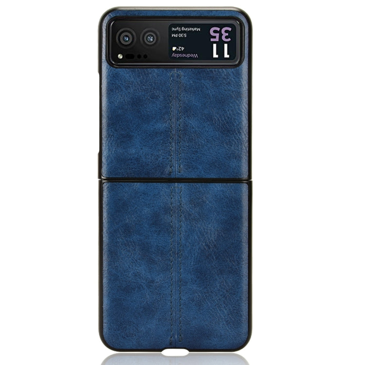 For Motorola Moto Razr 40 Cow Pattern Sewing Back Cover Phone Case(Blue)