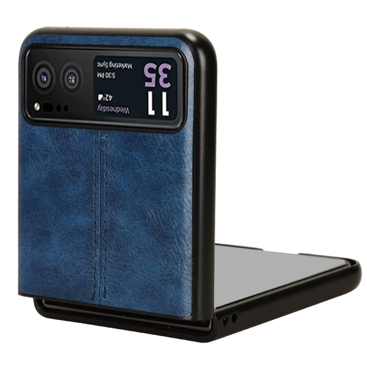 For Motorola Moto Razr 40 Cow Pattern Sewing Back Cover Phone Case(Blue)