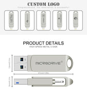 MicroDrive 2 In 1  8 Pin + USB 2.0 Portable Metal USB Flash Disk, Capacity:16GB(Silver)