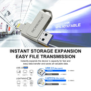 MicroDrive 2 In 1  8 Pin + USB 2.0 Portable Metal USB Flash Disk, Capacity:16GB(Silver)