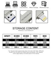 MicroDrive 2 In 1  8 Pin + USB 2.0 Portable Metal USB Flash Disk, Capacity:16GB(Silver)