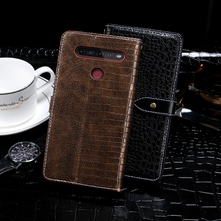 For LG K51S idewei Crocodile Texture Horizontal Flip Leather Case with Holder & Card Slots & Wallet(Black)