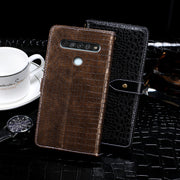 For LG K61 idewei Crocodile Texture Horizontal Flip Leather Case with Holder & Card Slots & Wallet(Black)