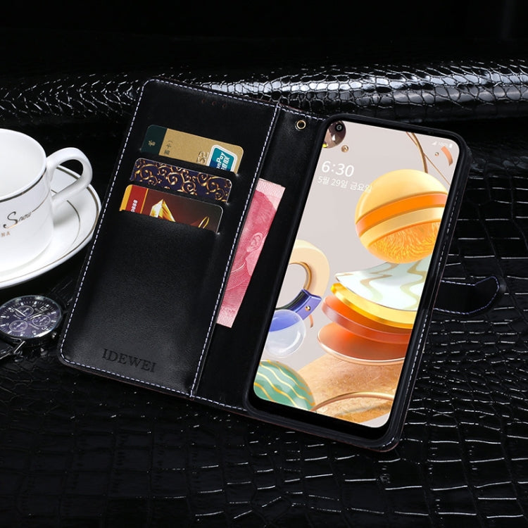 For LG K61 idewei Crocodile Texture Horizontal Flip Leather Case with Holder & Card Slots & Wallet(Dark Blue)