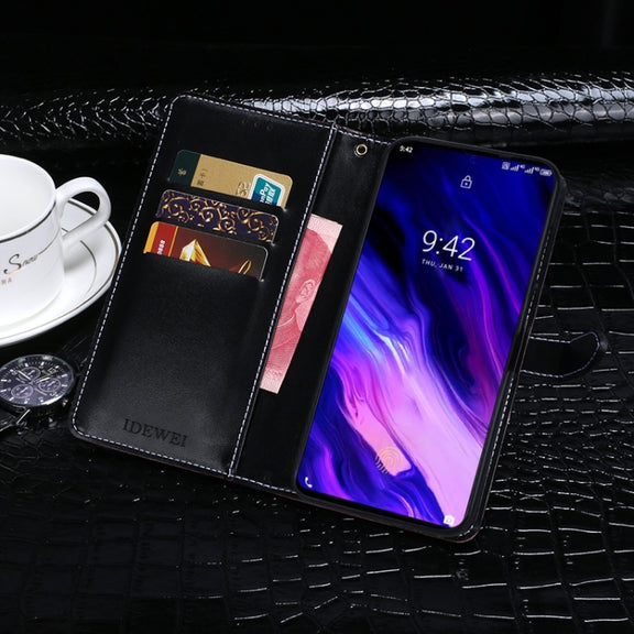 For Umidigi S5 Pro idewei Crocodile Texture Horizontal Flip Leather Case with Holder & Card Slots & Wallet(Black)