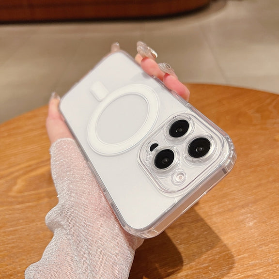 For iPhone 16 Pro Max Fine Hole MagSafe Magnetic Clear Acrylic TPU Case(Transparent)