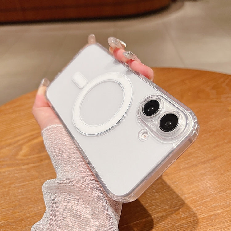 For iPhone 16 Plus Fine Hole MagSafe Magnetic Clear Acrylic TPU Case(Transparent)