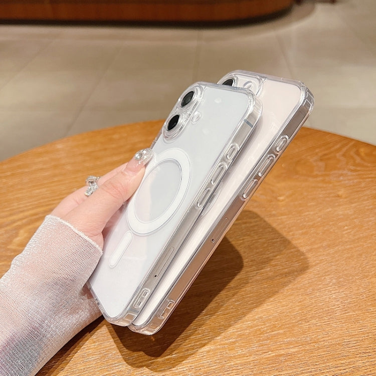 For iPhone 16 Plus Fine Hole MagSafe Magnetic Clear Acrylic TPU Case(Transparent)