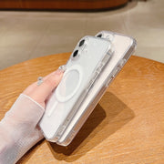 For iPhone 16 Plus Fine Hole MagSafe Magnetic Clear Acrylic TPU Case(Transparent)
