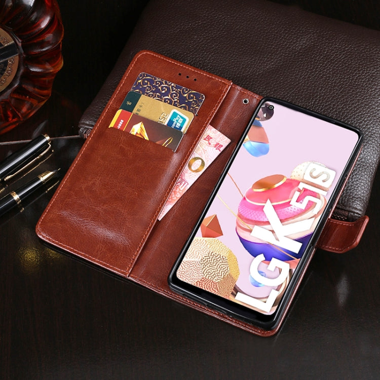 For LG K51S idewei Crazy Horse Texture Horizontal Flip Leather Case with Holder & Card Slots & Wallet(White)