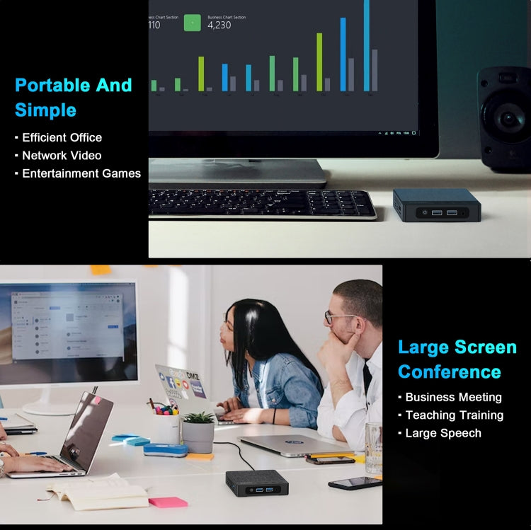 GXMO N42 Windows 11 Intel Gemini Lake N4000 Mini PC NVME SSD WiFi Mini Desktop Computer, Specification:6GB+64GB(Black)