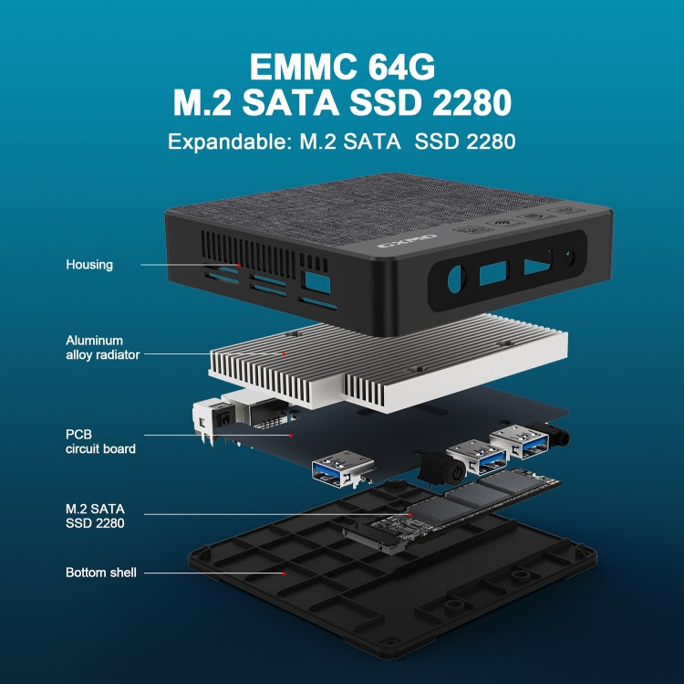 GXMO N42 Windows 11 Intel Gemini Lake N4000 Mini PC NVME SSD WiFi Mini Desktop Computer, Specification:6GB+64GB(Black)