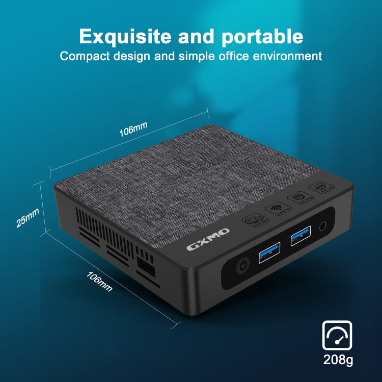 GXMO N42 Windows 11 Intel Gemini Lake N4000 Mini PC NVME SSD WiFi Mini Desktop Computer, Specification:6GB+64GB(Black)
