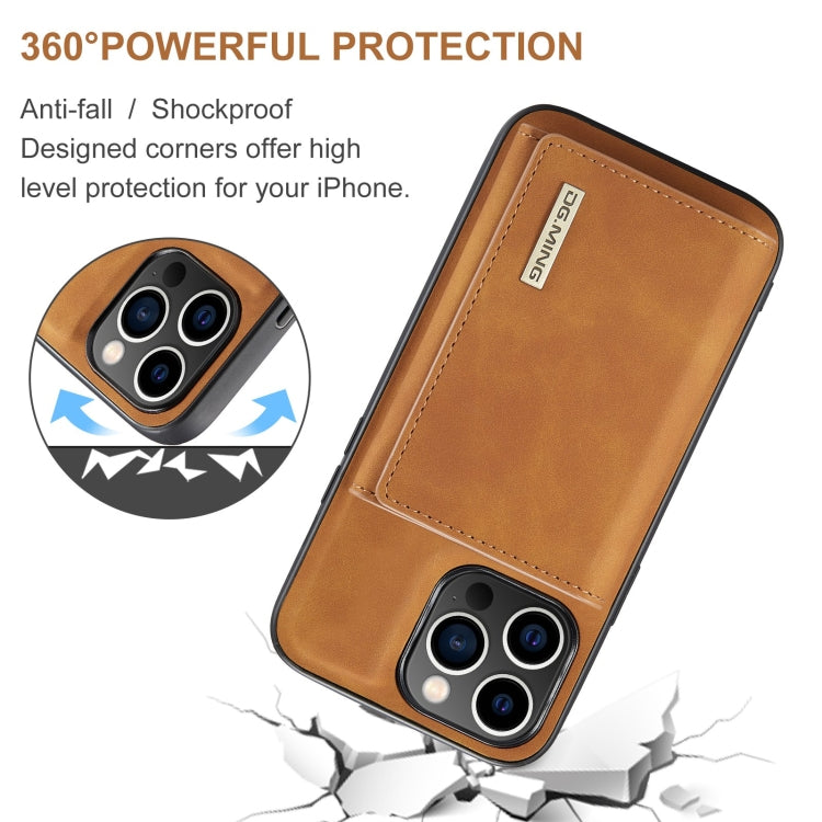 For iPhone 15 Pro Max DG.MING M1 Series 3-Fold Multi Card Wallet Leather Phone Case(Brown)