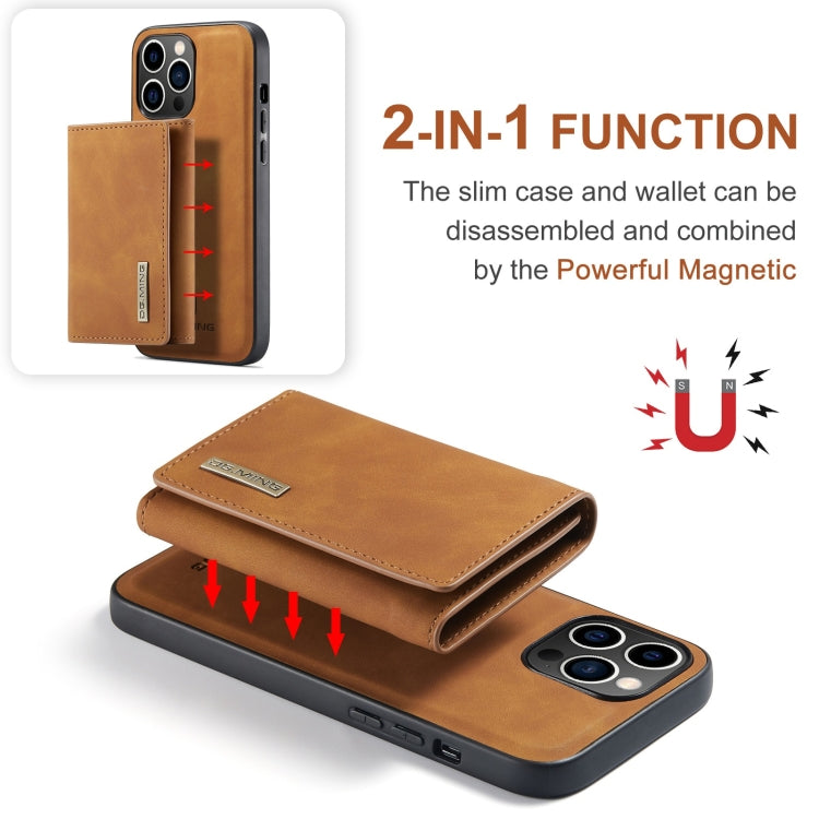 For iPhone 15 Pro Max DG.MING M1 Series 3-Fold Multi Card Wallet Leather Phone Case(Brown)