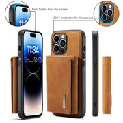 For iPhone 15 Pro Max DG.MING M1 Series 3-Fold Multi Card Wallet Leather Phone Case(Brown)