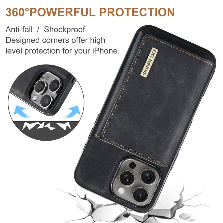 For iPhone 16 Pro Max DG.MING M1 Series 3-Fold Multi Card Wallet Leather Phone Case(Black)