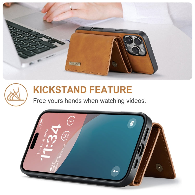 For iPhone 16 Pro Max DG.MING M1 Series 3-Fold Multi Card Wallet Leather Phone Case(Brown)