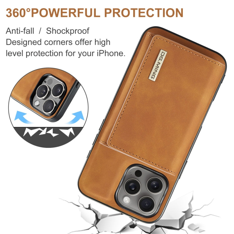 For iPhone 16 Pro Max DG.MING M1 Series 3-Fold Multi Card Wallet Leather Phone Case(Brown)