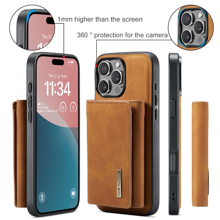 For iPhone 16 Pro Max DG.MING M1 Series 3-Fold Multi Card Wallet Leather Phone Case(Brown)