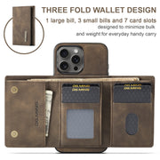 For iPhone 16 Pro Max DG.MING M1 Series 3-Fold Multi Card Wallet Leather Phone Case(Coffee)
