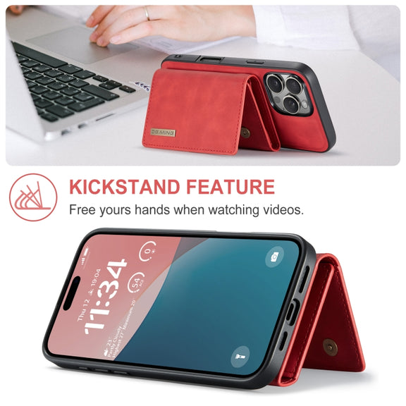 For iPhone 16 Pro Max DG.MING M1 Series 3-Fold Multi Card Wallet Leather Phone Case(Red)