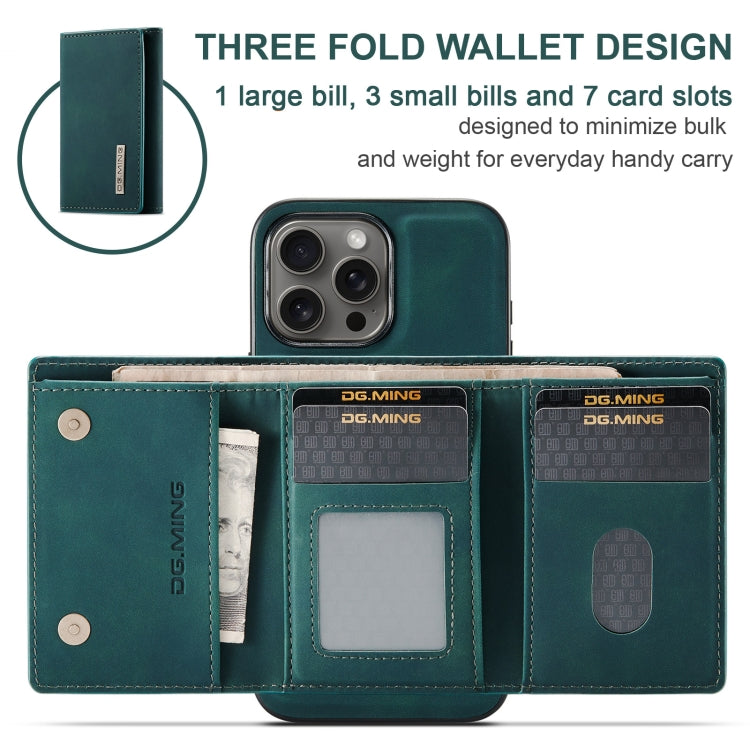 For iPhone 16 Pro Max DG.MING M1 Series 3-Fold Multi Card Wallet Leather Phone Case(Green)