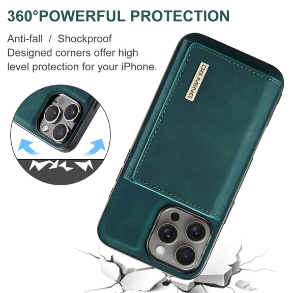For iPhone 16 Pro Max DG.MING M1 Series 3-Fold Multi Card Wallet Leather Phone Case(Green)