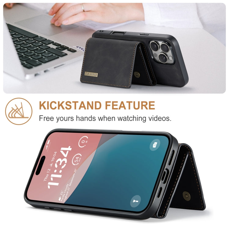 For iPhone 16 Pro DG.MING M1 Series 3-Fold Multi Card Wallet Leather Phone Case(Black)