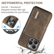 For iPhone 16 Pro DG.MING M1 Series 3-Fold Multi Card Wallet Leather Phone Case(Coffee)
