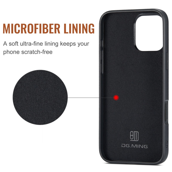 For iPhone 16 Pro DG.MING M1 Series 3-Fold Multi Card Wallet Leather Phone Case(Red)