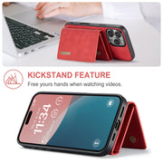 For iPhone 16 Pro DG.MING M1 Series 3-Fold Multi Card Wallet Leather Phone Case(Red)