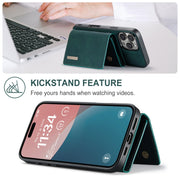 For iPhone 16 Pro DG.MING M1 Series 3-Fold Multi Card Wallet Leather Phone Case(Green)